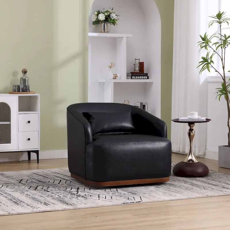 Fauteuil baquet pivotant en similicuir noir