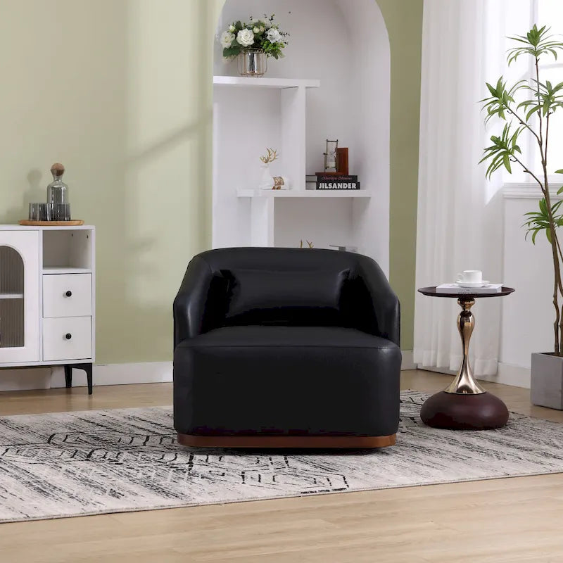 Fauteuil baquet pivotant en similicuir noir