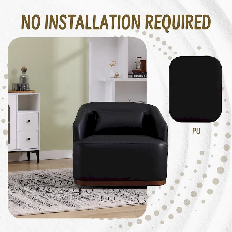Fauteuil baquet pivotant en similicuir noir