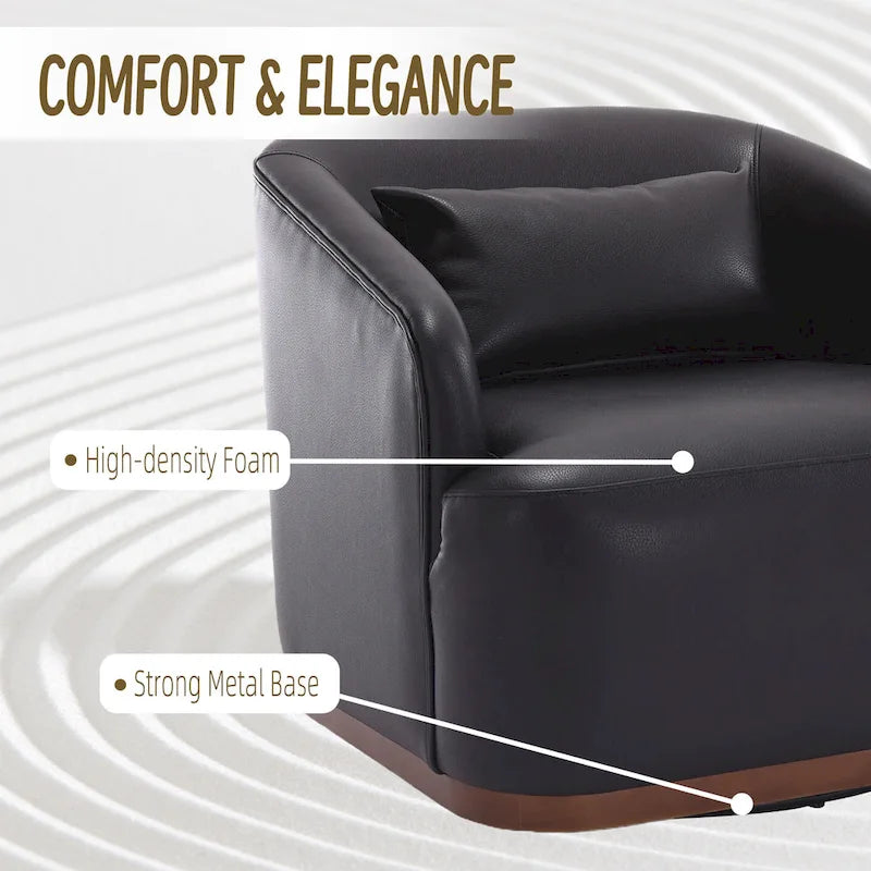 Fauteuil baquet pivotant en similicuir noir