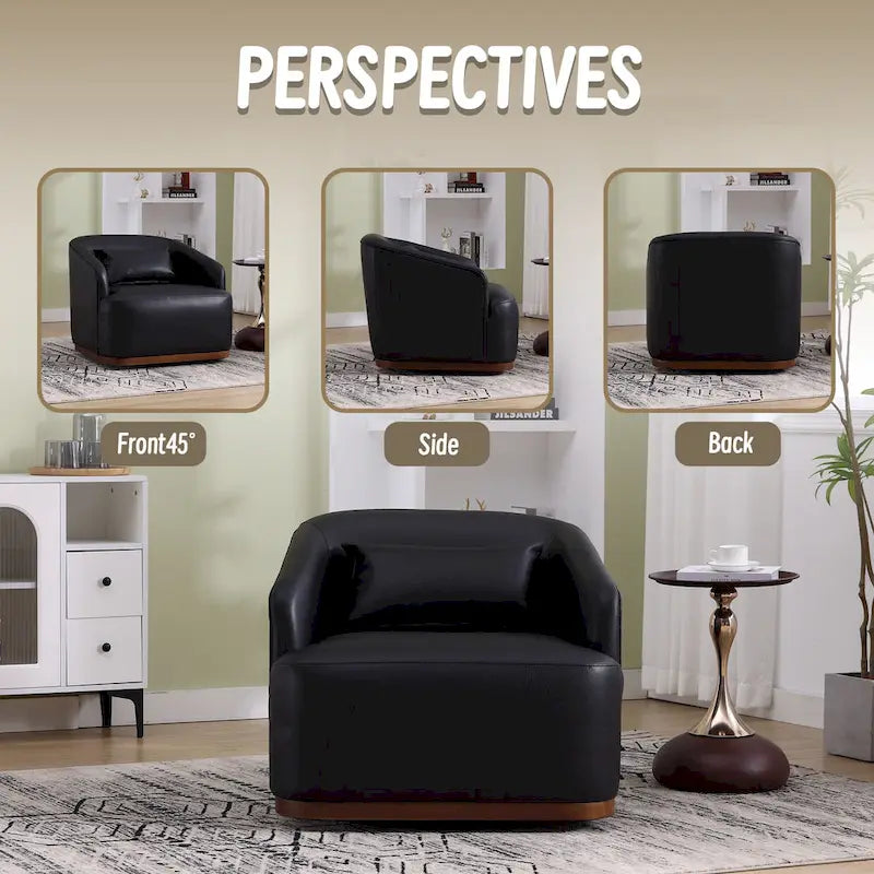 Fauteuil baquet pivotant en similicuir noir