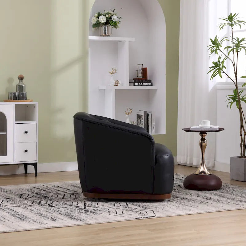 Fauteuil baquet pivotant en similicuir noir