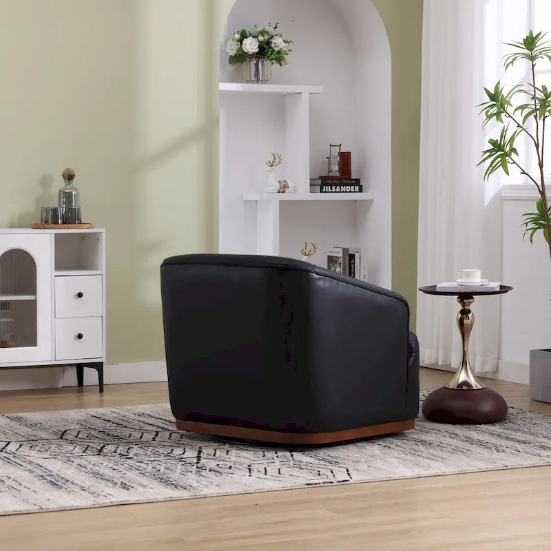 Fauteuil baquet pivotant en similicuir noir