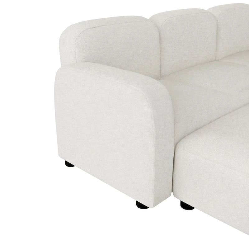 Canapé en velours en U - 6 places, canapé d'angle avec deux repose-pieds