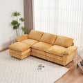 Canapé d'angle en chenille jaune 101,6 avec ottomane