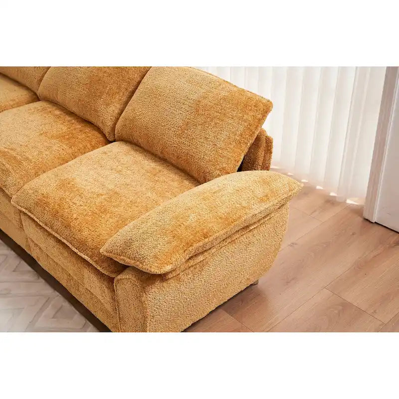 Canapé d'angle en chenille jaune 101,6 avec ottomane