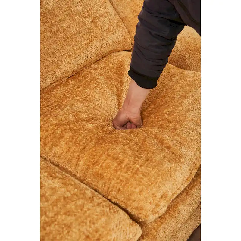 Canapé d'angle en chenille jaune 101,6 avec ottomane