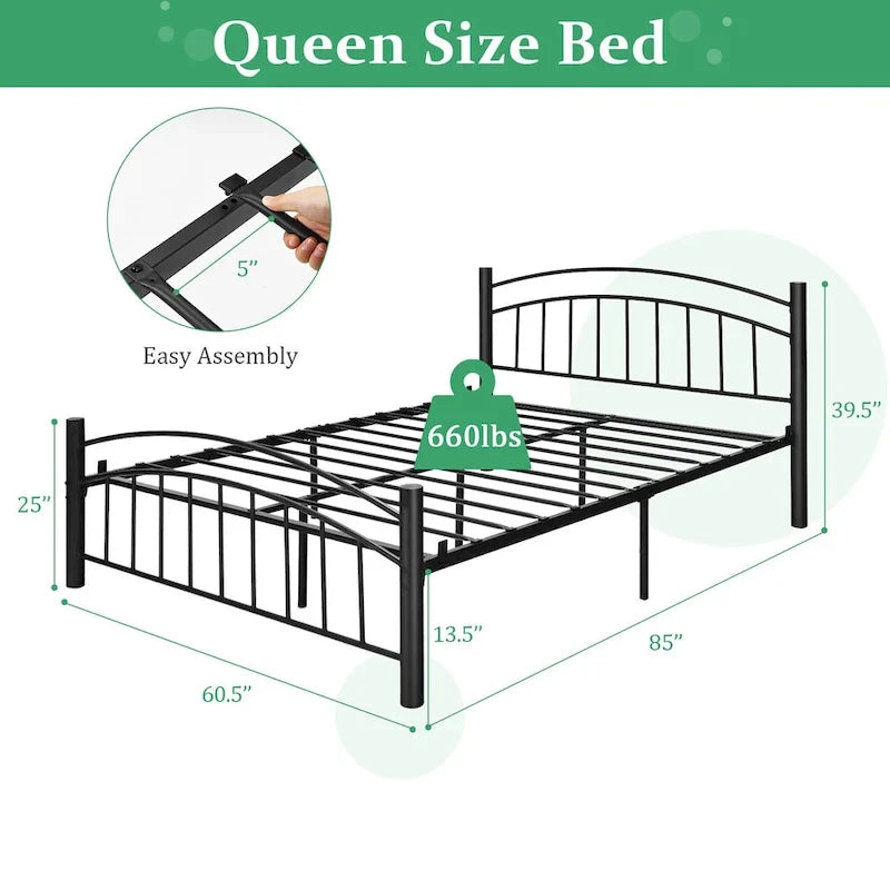 Cadre de lit plateforme en métal, format jumeau/double/grand lit