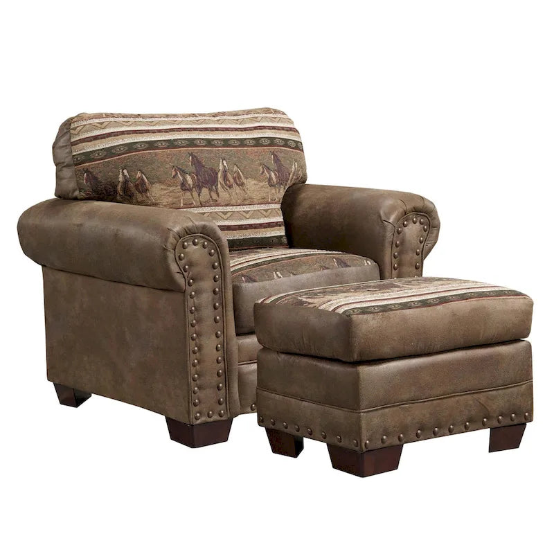 Fauteuil et repose-pieds assorti