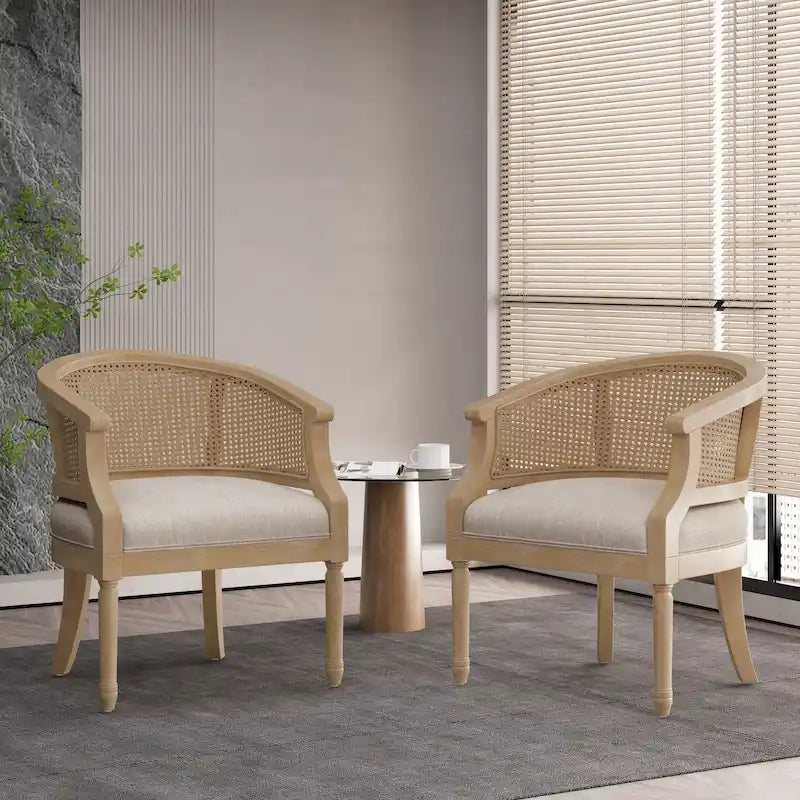 Chaises longues en rotin de bois (deux chaises par ensemble)