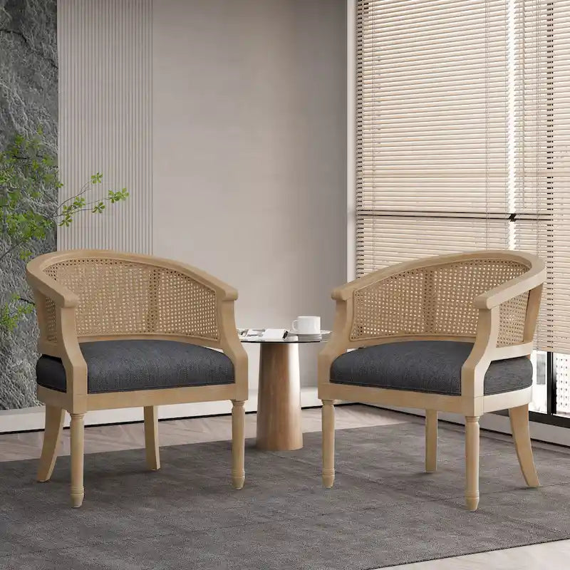 Chaises longues en rotin de bois (deux chaises par ensemble)