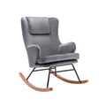 Fauteuil à bascule, Velours, Pieds en bois d'hévéa et en acier