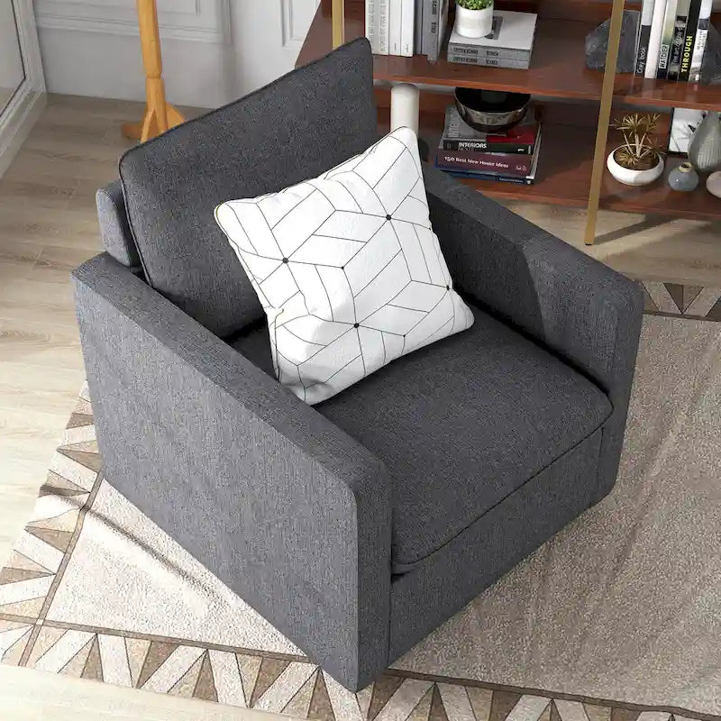 Fauteuil pivotant en lin à dossier haut de style transitoire