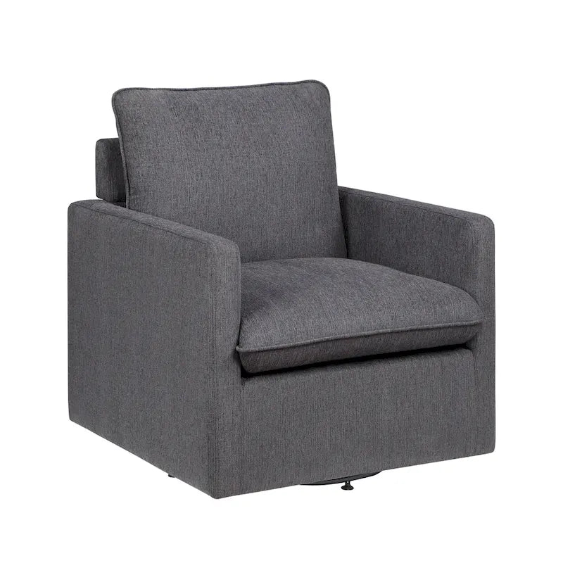 Fauteuil pivotant en lin à dossier haut de style transitoire