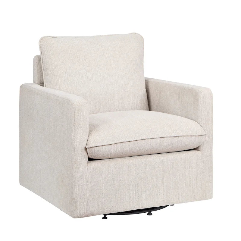 Fauteuil pivotant en lin à dossier haut de style transitoire