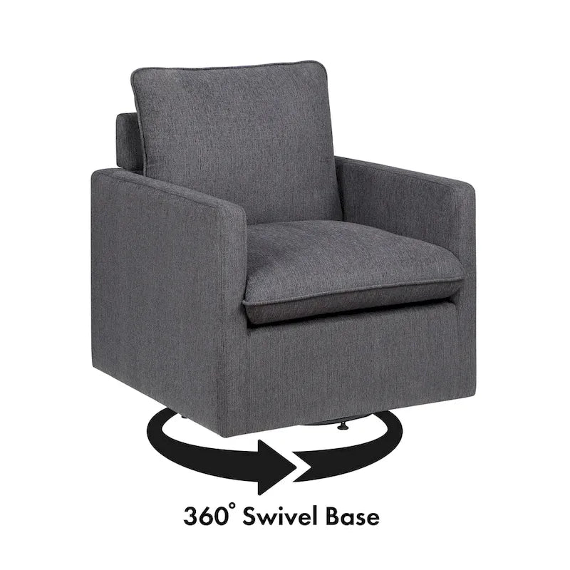 Fauteuil pivotant en lin à dossier haut de style transitoire