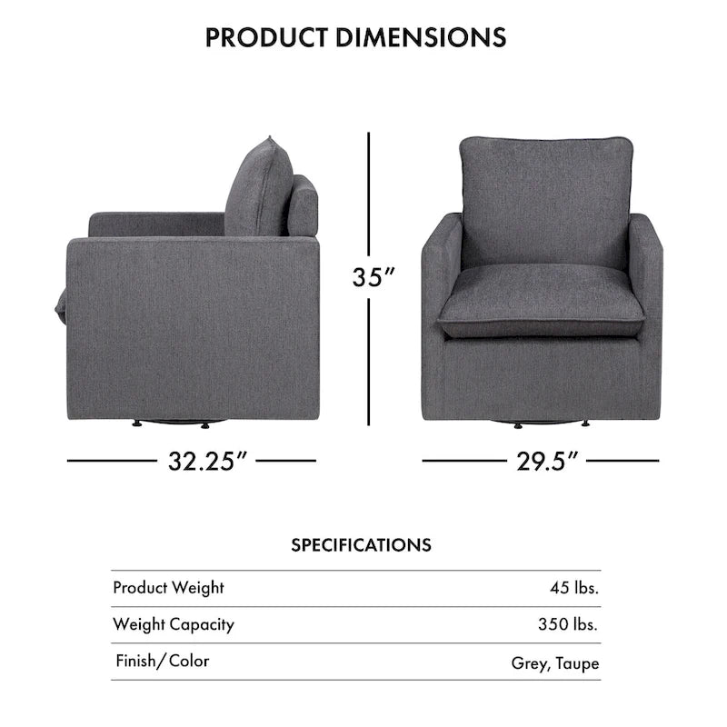 Fauteuil pivotant en lin à dossier haut de style transitoire