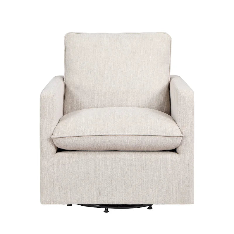 Fauteuil pivotant en lin à dossier haut de style transitoire