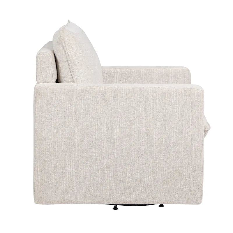Fauteuil pivotant en lin à dossier haut de style transitoire