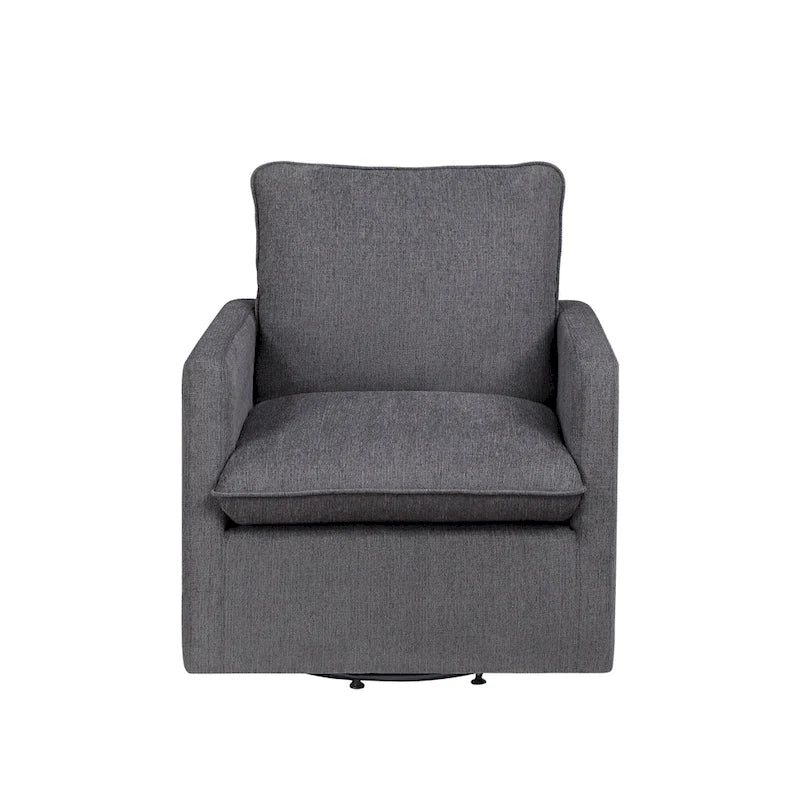 Fauteuil pivotant en lin à dossier haut de style transitoire