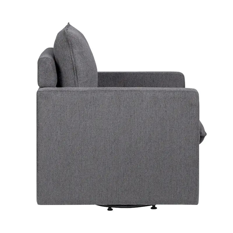 Fauteuil pivotant en lin à dossier haut de style transitoire