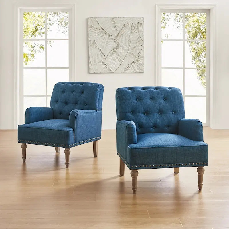 Fauteuil d'appoint rembourré traditionnel (dossier capitonné) — Lot de 2