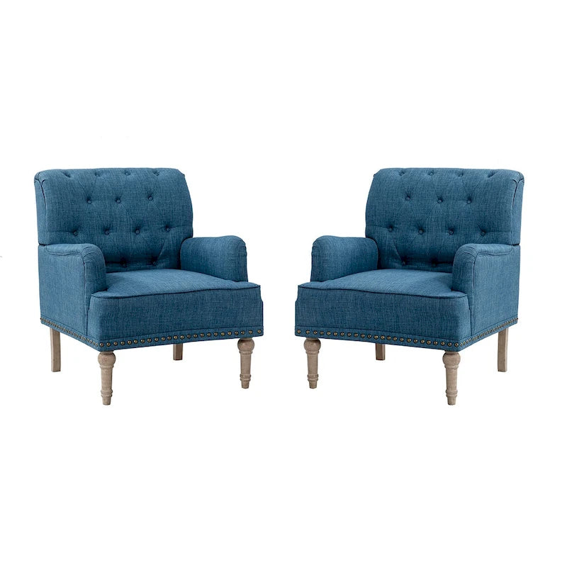 Fauteuil d'appoint rembourré traditionnel (dossier capitonné) — Lot de 2