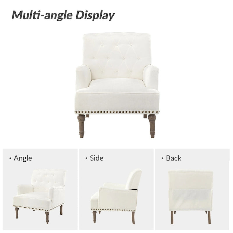 Fauteuil d'appoint rembourré traditionnel (dossier capitonné) — Lot de 2