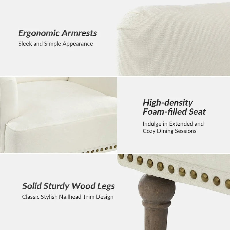 Fauteuil d'appoint rembourré traditionnel (dossier capitonné) — Lot de 2