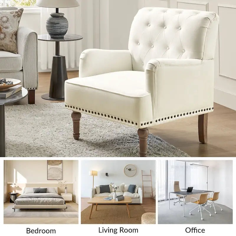 Fauteuil d'appoint rembourré traditionnel (dossier capitonné) — Lot de 2