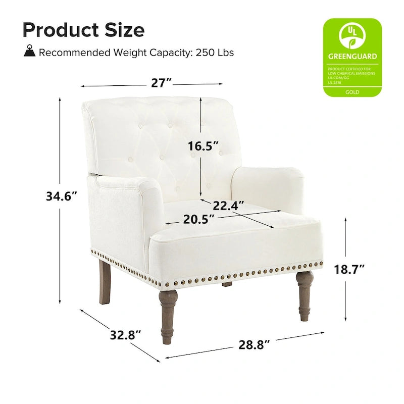 Fauteuil d'appoint rembourré traditionnel (dossier capitonné) — Lot de 2