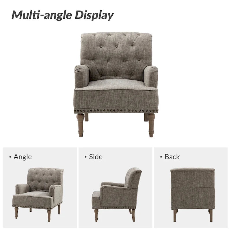 Fauteuil d'appoint rembourré traditionnel (dossier capitonné) — Lot de 2