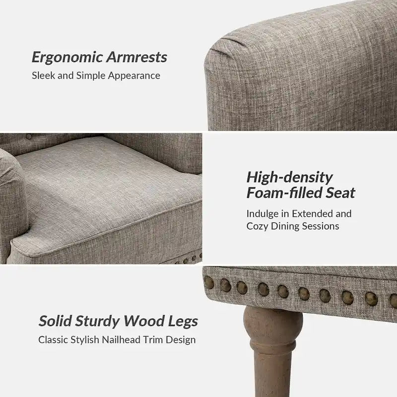 Fauteuil d'appoint rembourré traditionnel (dossier capitonné) — Lot de 2