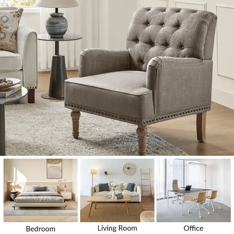 Fauteuil d'appoint rembourré traditionnel (dossier capitonné) — Lot de 2