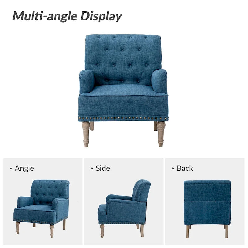 Fauteuil d'appoint rembourré traditionnel (dossier capitonné) — Lot de 2