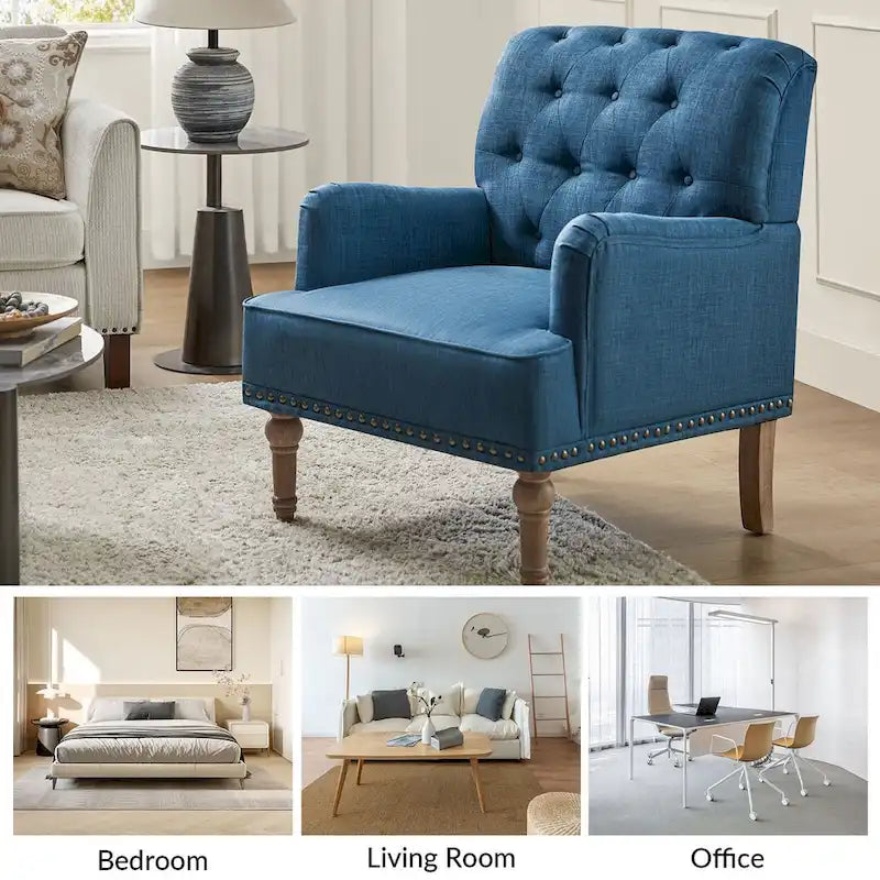 Fauteuil d'appoint rembourré traditionnel (dossier capitonné) — Lot de 2