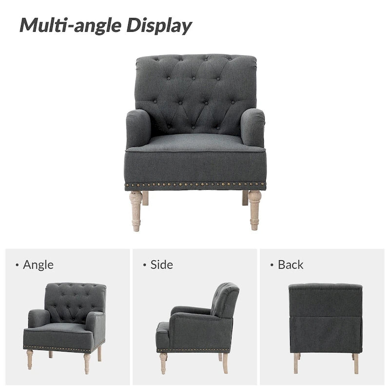 Fauteuil d'appoint rembourré traditionnel (dossier capitonné) — Lot de 2