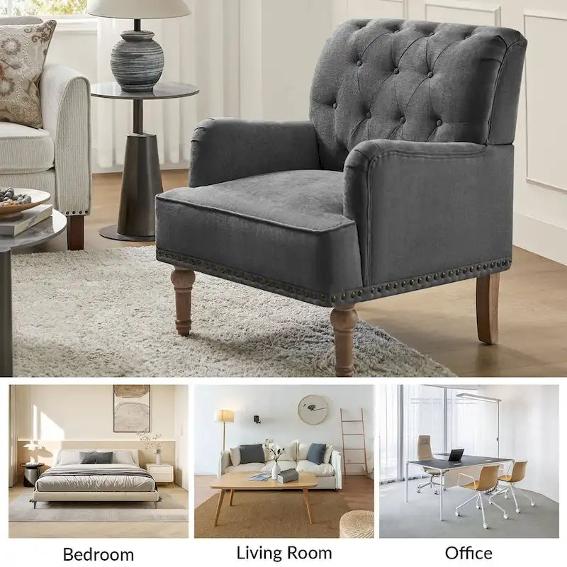 Fauteuil d'appoint rembourré traditionnel (dossier capitonné) — Lot de 2