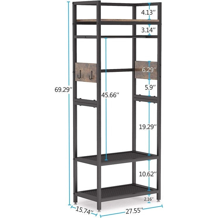 Porte-manteau autoportant avec étagère et penderie pour chambre à coucher