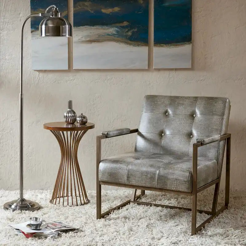 Fauteuil de salon en similicuir et métal