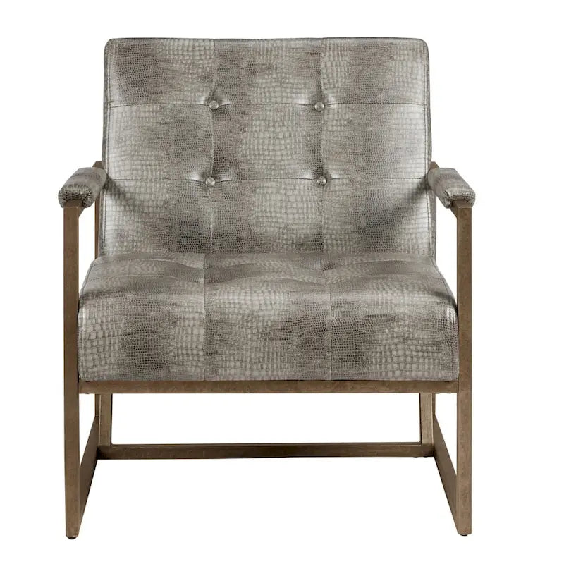 Fauteuil de salon en similicuir et métal