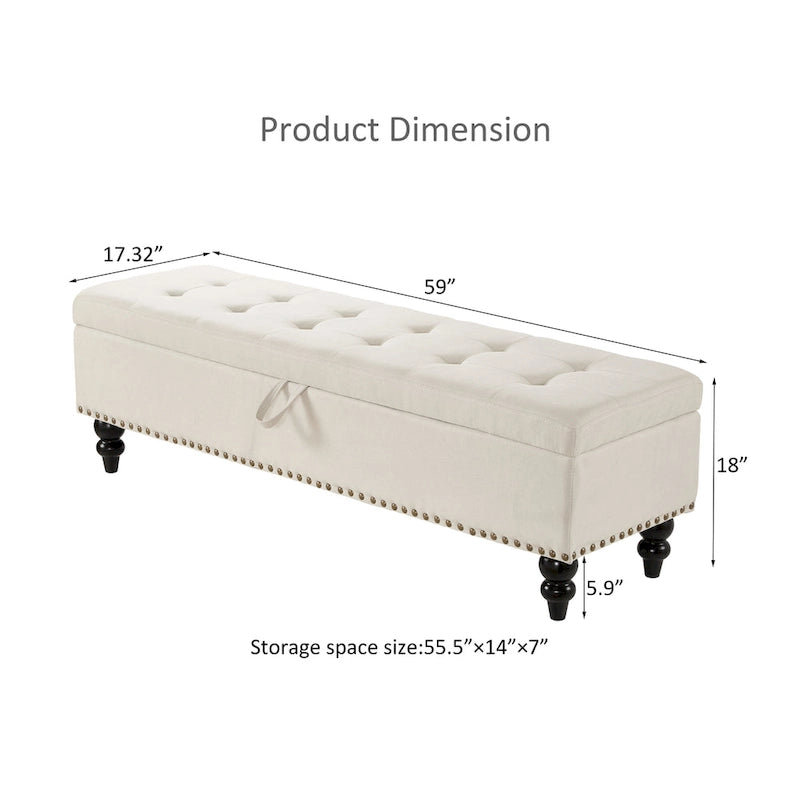 Banc/Ottoman de lit 59 po avec rangement