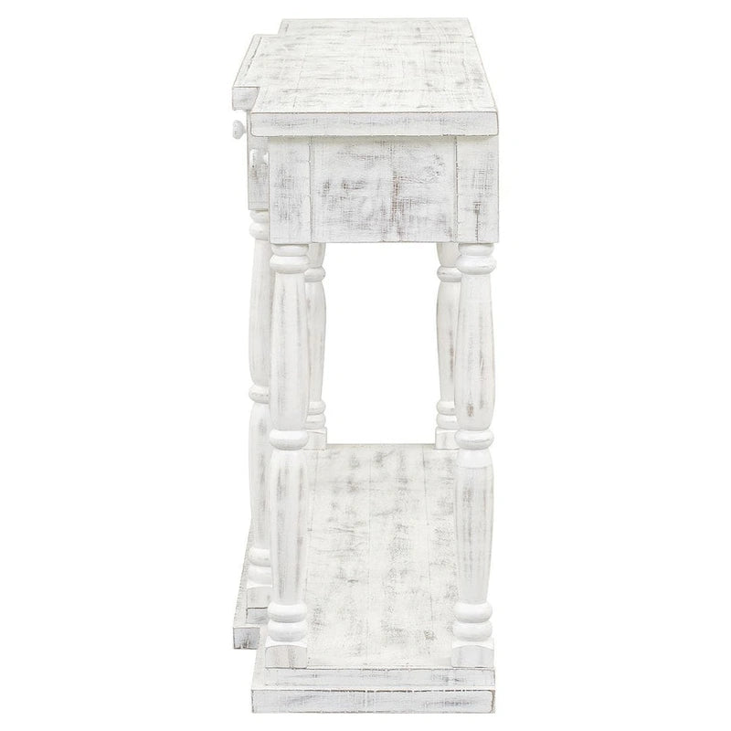 Console rétro à 4 tiroirs et 1 étagère, table d'entrée classique, table d'appoint pour canapé avec rangement