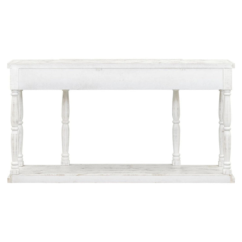 Console rétro à 4 tiroirs et 1 étagère, table d'entrée classique, table d'appoint pour canapé avec rangement