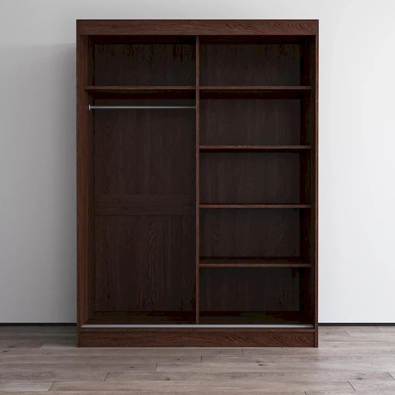 Armoire moderne 2 portes haute brillance avec miroir