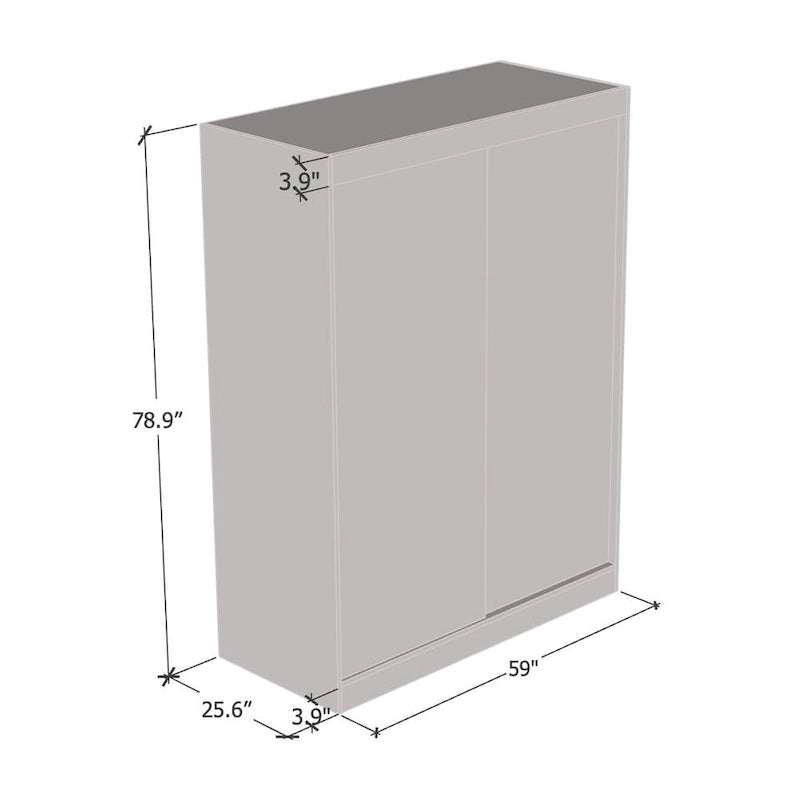 Armoire moderne 2 portes haute brillance avec miroir