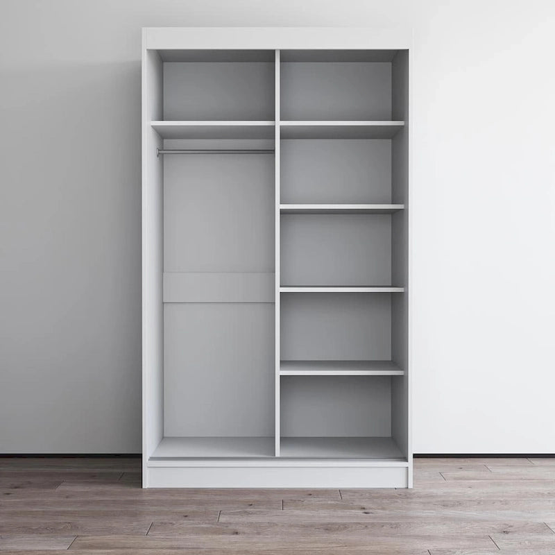 Armoire moderne 2 portes haute brillance avec miroir