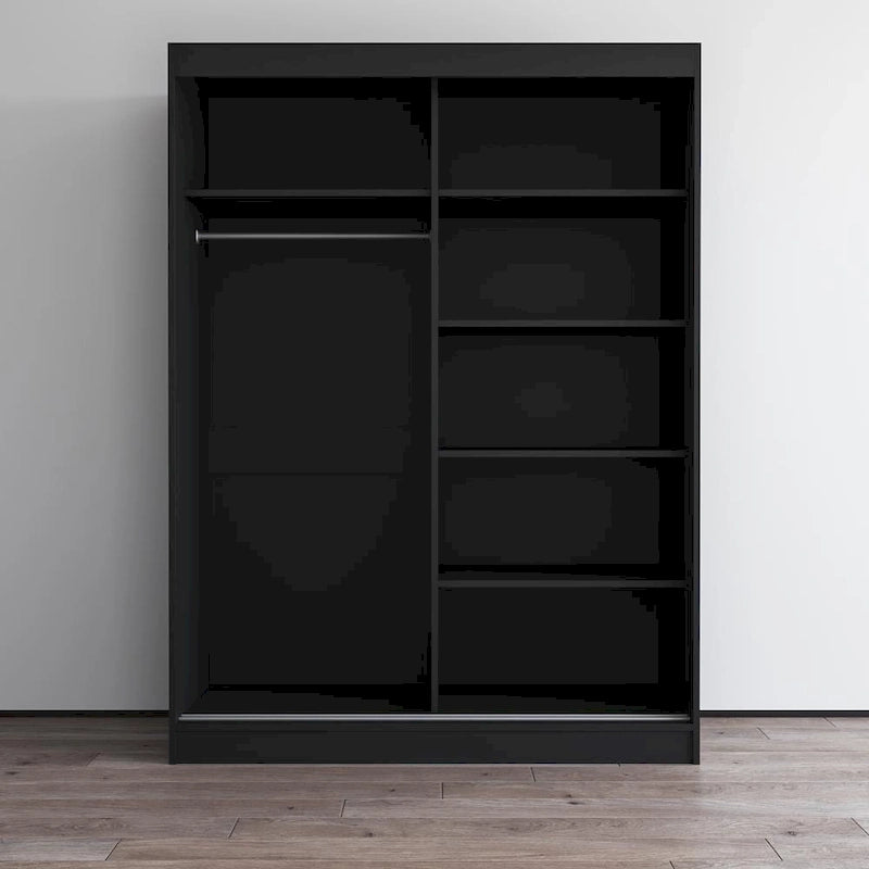 Armoire moderne 2 portes haute brillance avec miroir