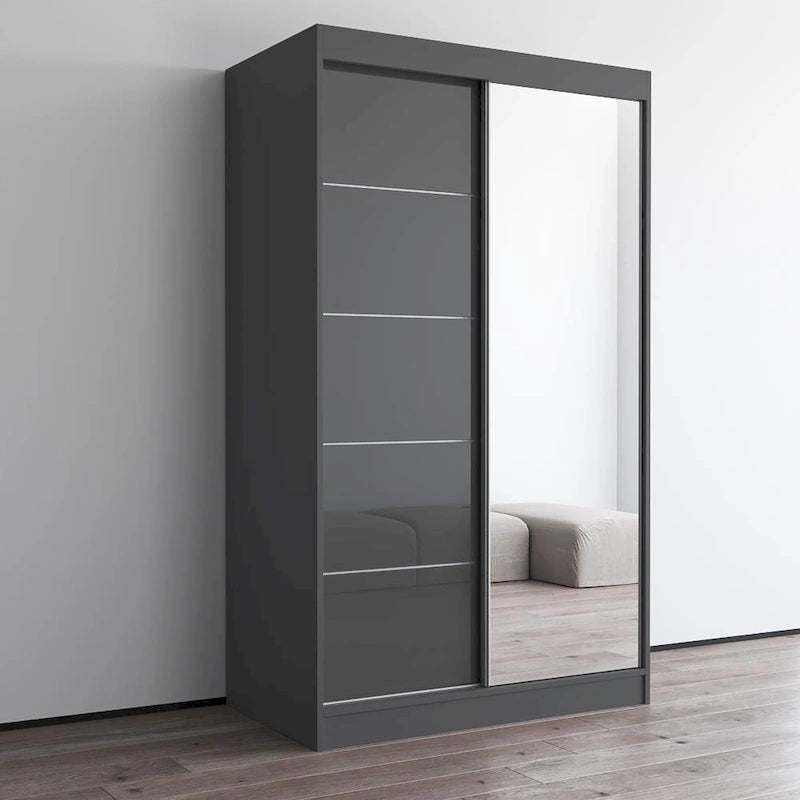 Armoire moderne 2 portes haute brillance avec miroir