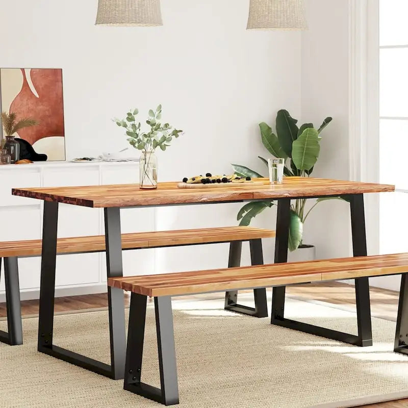 Table à manger bord vif 78,7x35,4x29,5 Bois massif Acacia